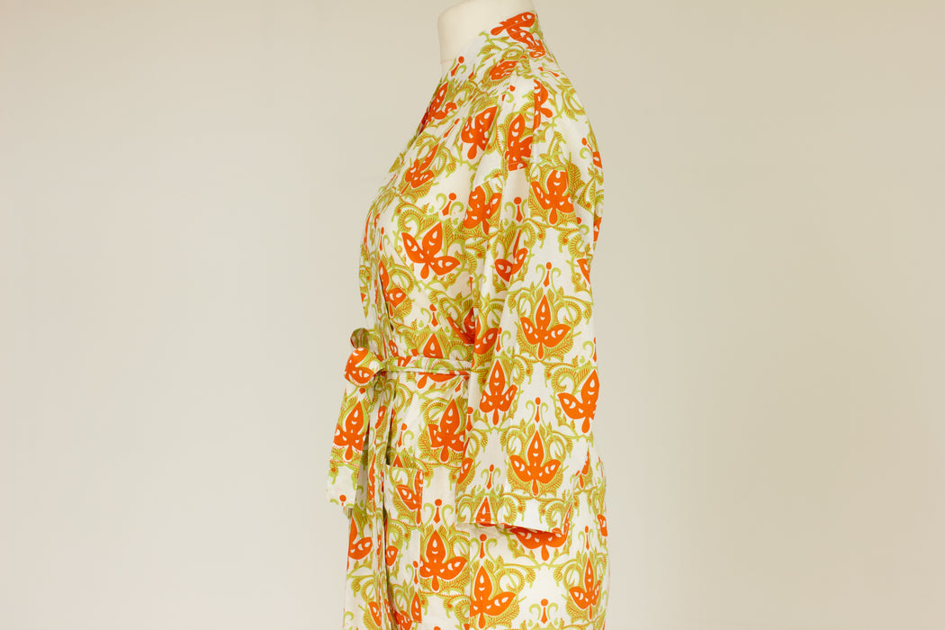 Citron Cotton Kimono Robe and Wash Bag