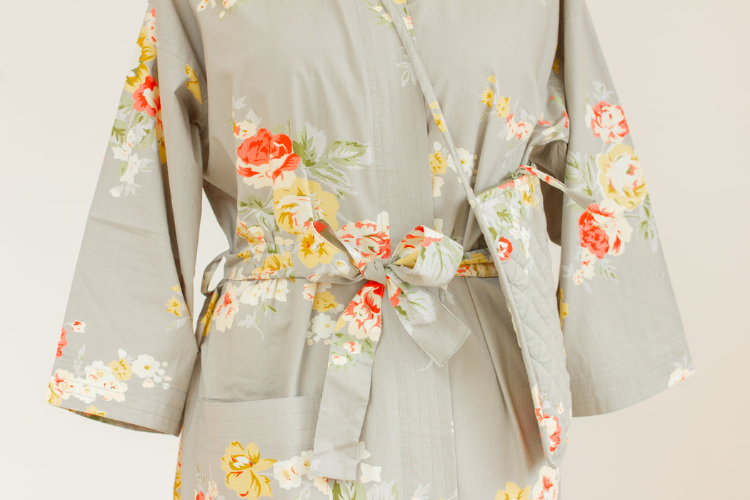 Vintage Rose Cotton Kimono Robe and Wash Bag