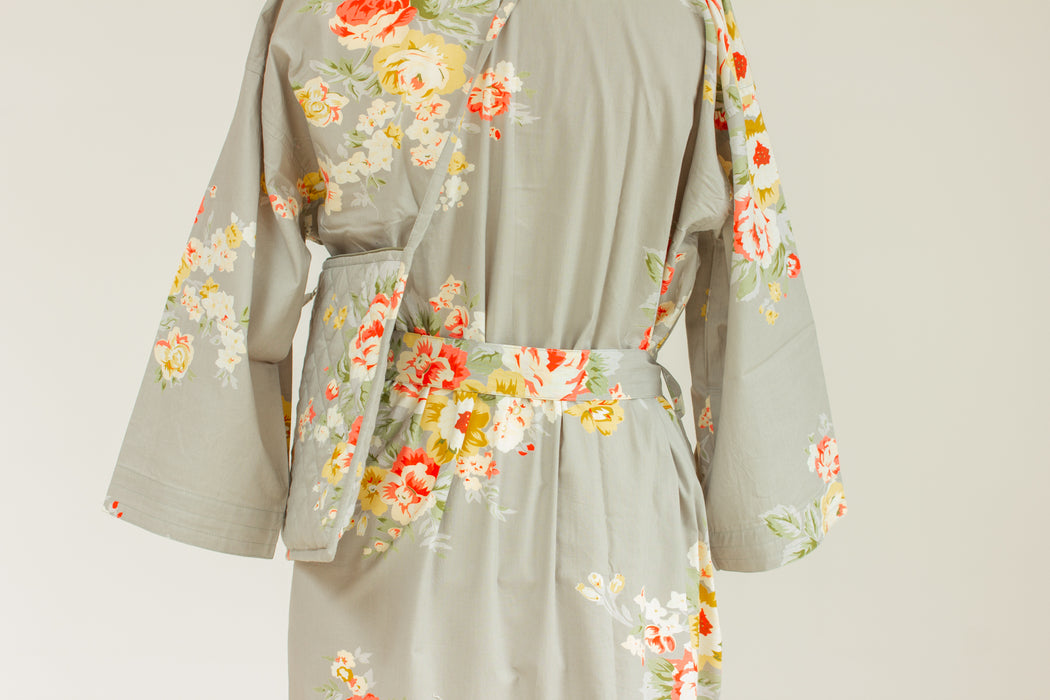 Vintage Rose Cotton Kimono Robe and Wash Bag