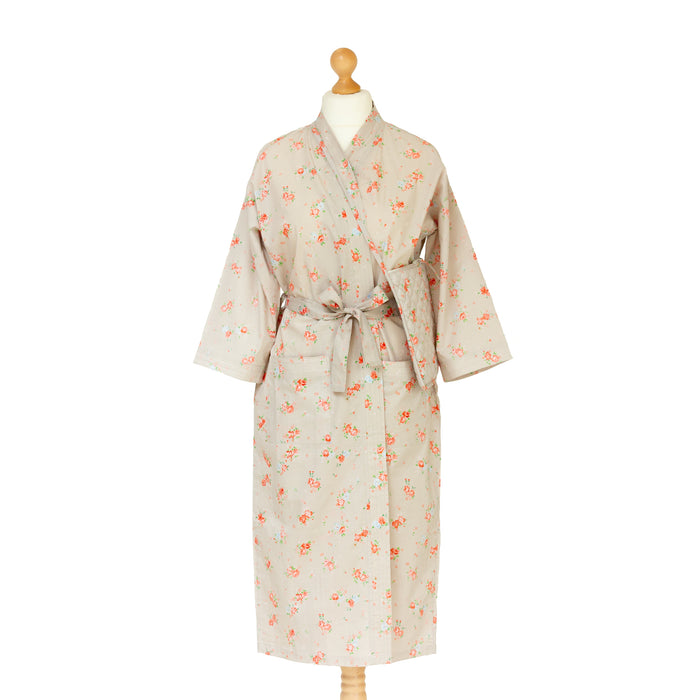 Ditsy Rose Cotton Kimono Robe and Wash Bag