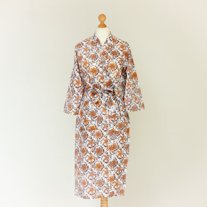 Marigold Cotton Kimono Robe and Wash Bag
