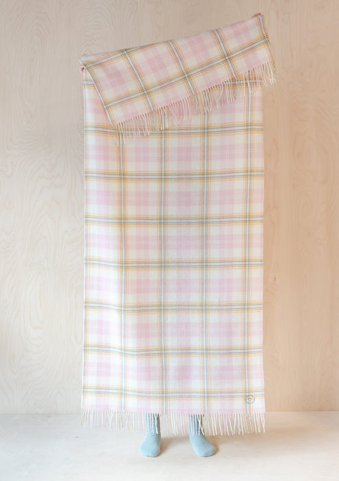 Lambswool Kids Blanket in Pink Nursery Check
