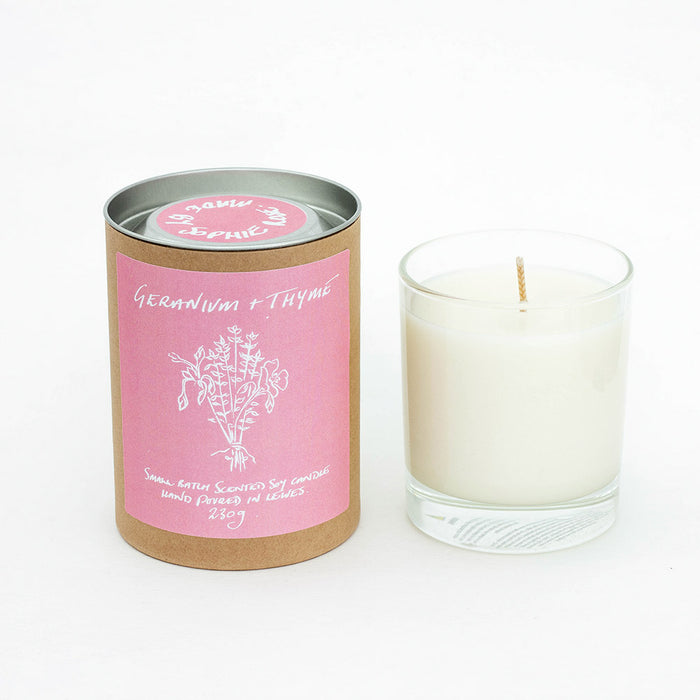 Geranium + Thyme Scented Soy Candle