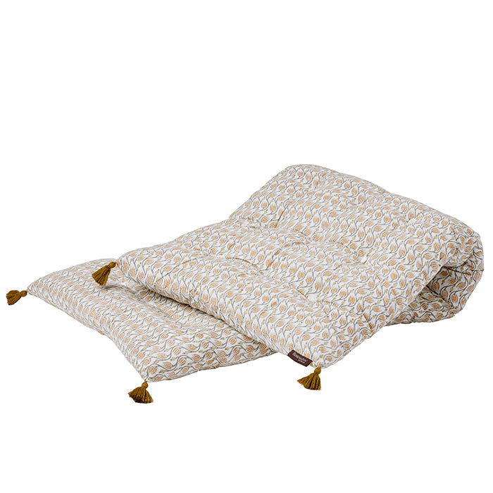 Cotton Block Printed Mattress Lotus Curry