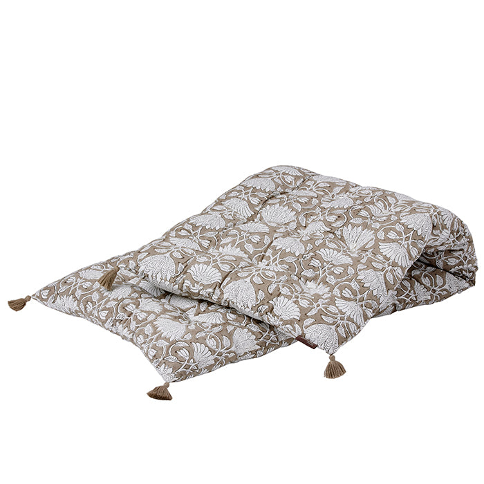 Cotton Block Printed Mattress Savannah Ash