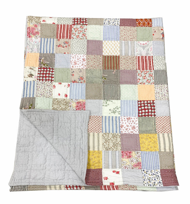 Dolly Mixture & Morning Mist Hand Stitched Patchwork Quilt