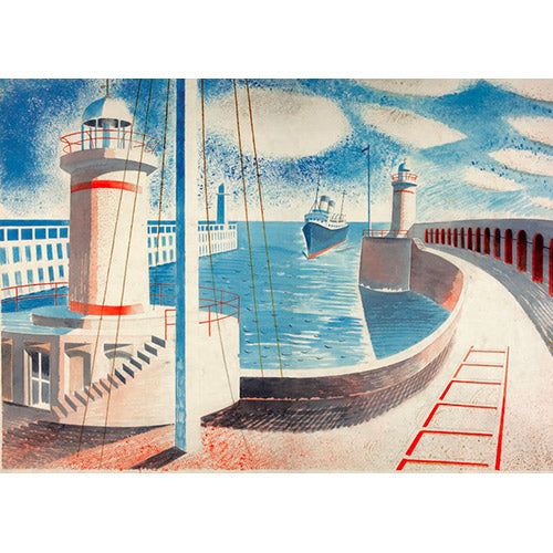 Newhaven Harbour By Eric Ravilious Greeting Card
