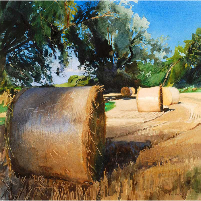 Straw Bales And Willows By Bob Rudd