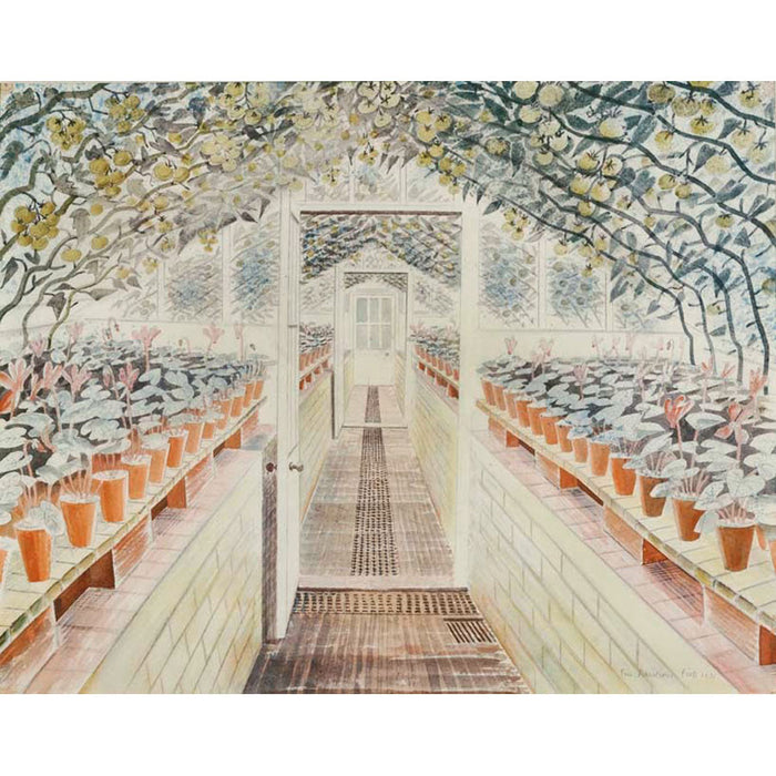 The Greenhouse, Tomatoes and Cyclamens By Eric Ravilious