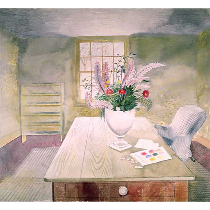 Flowers on Cottage Table By Eric Ravilious