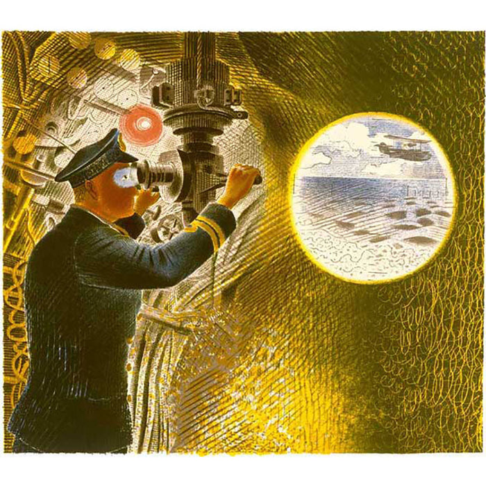 Commander Of A Submarine Looking Through A Periscope (1941) By Eric Ravilious