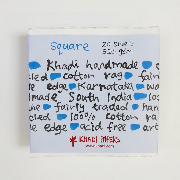 Khadi Handmade Paper 320gsm 20 x 20cm Square 20 Sheets