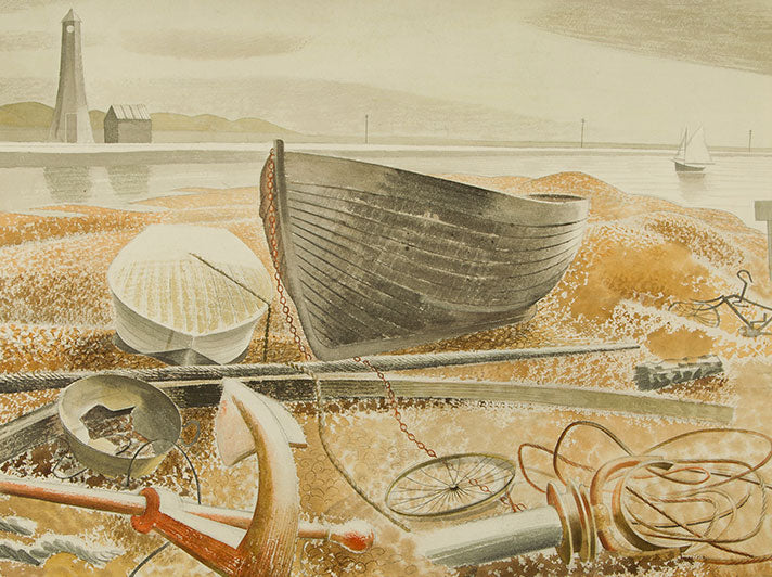 Anchor and Boats, Rye By Eric Ravilious Greeting Card