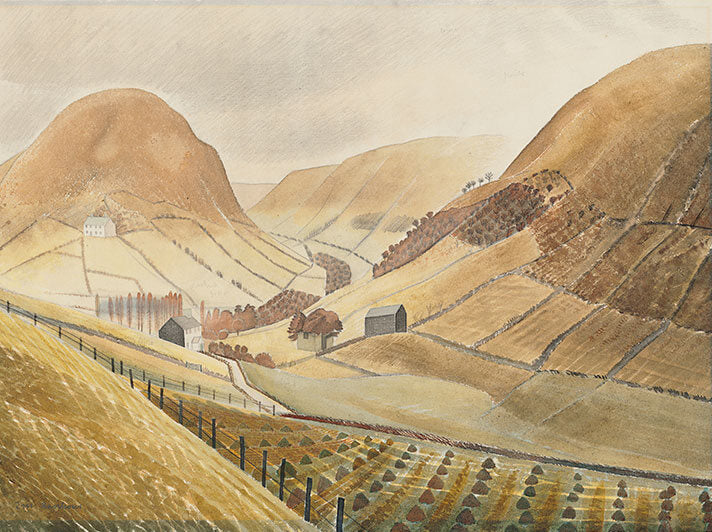 Corn Stooks and Farmsteads - Hill Farm, Capel-yffin, Wales by Eric Ravilious Greeting Card
