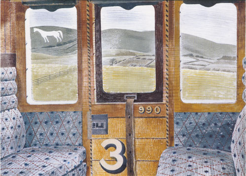 Train Landscape By Eric Ravilious Greeting Card